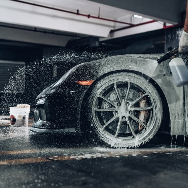 Glossy car paint after detailing